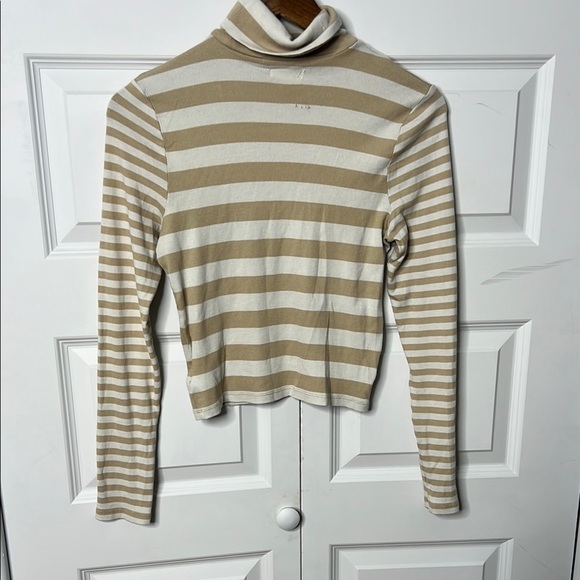 Madewell Striped Tan and White Turtleneck Top Size large - Picture 3 of 5